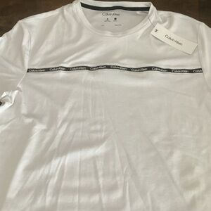 Calvin Klein White Short Sleeve Tee with Black Logo Trim
